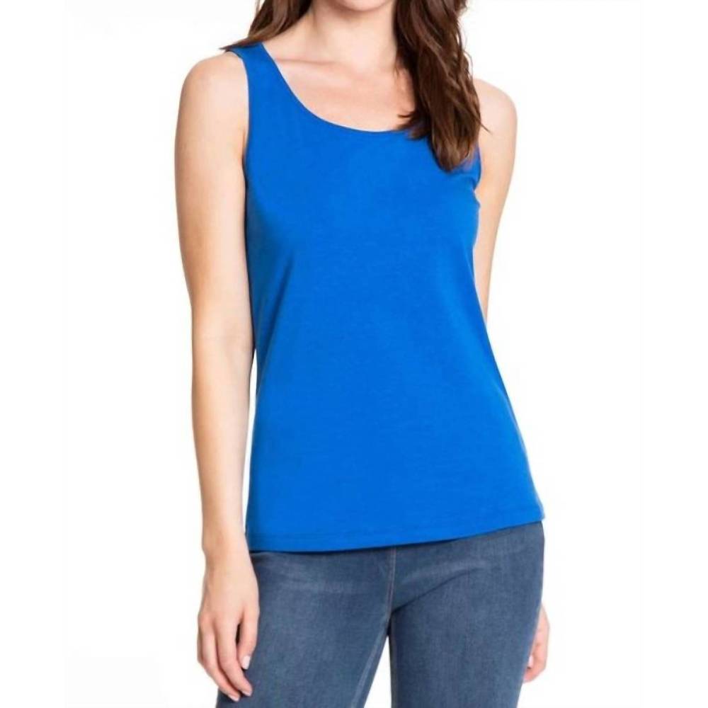 NEW MULTIPLES double scoop neck tank top in lagoon